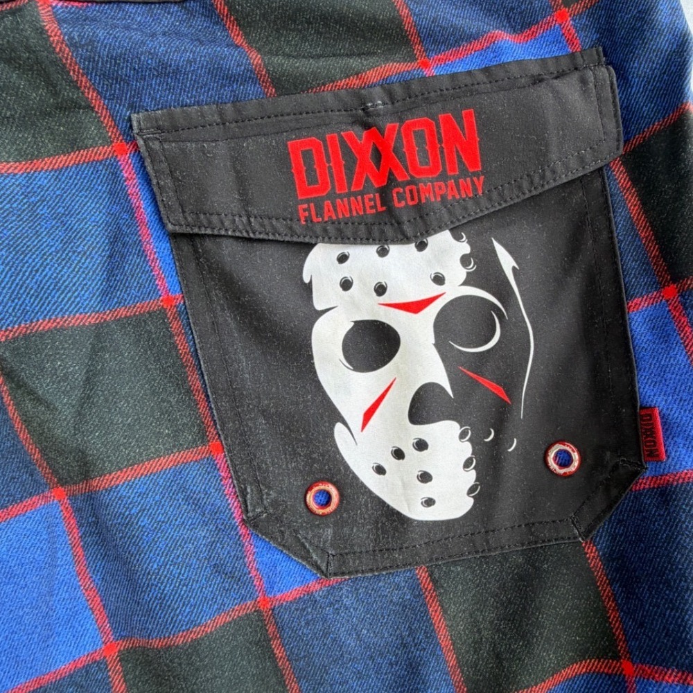 Dixxon Flannel Co Jason Friday the 13th Board Shorts Blue Black Plaid Mens 42 - Picture 5 of 7
